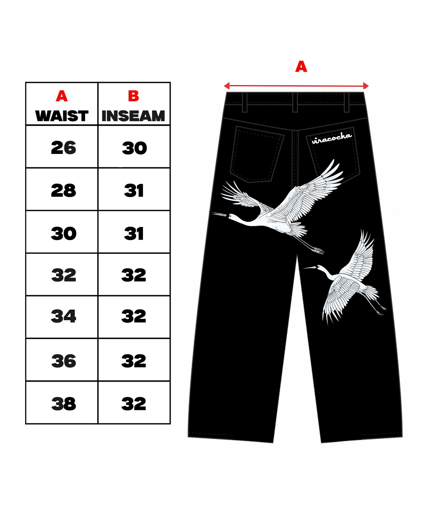 Size chart for HERON DENIM