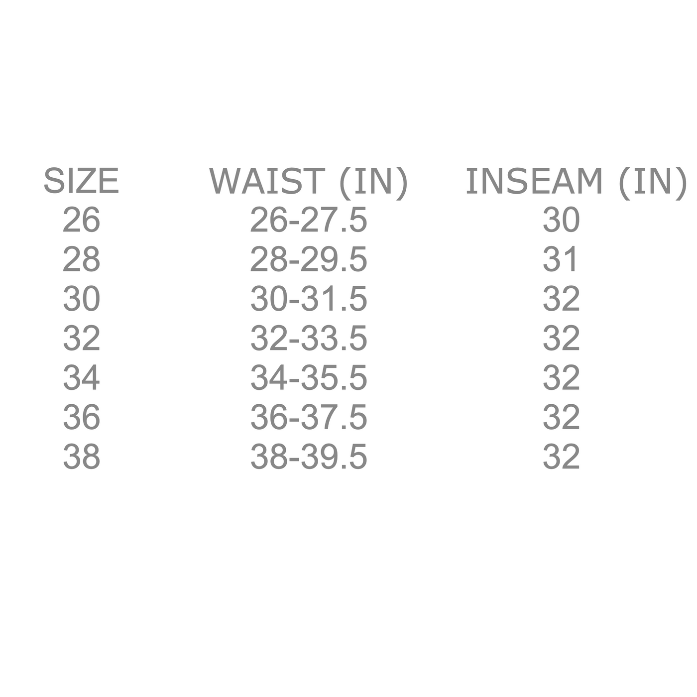 Size chart for COLOUR CHANGING CONFRONTATION DENIM