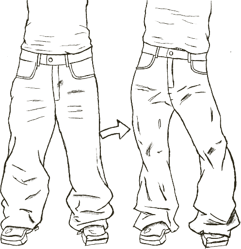 The same jeans before and after breaking in